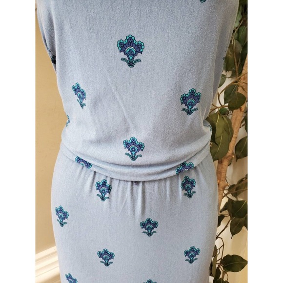 Cato Women's Blue Floral Rayon Square Neck Sleeveless Long Maxi Dress Size Large - Picture 3 of 10